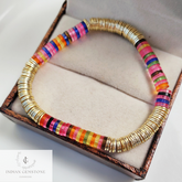 Multi Color Bead Bracelet, Bead Stack Bracelet, Layered Stack, Stackable Bracelet, Women’s Bracelet, Multi and Gold Plated Bracelet, Unique